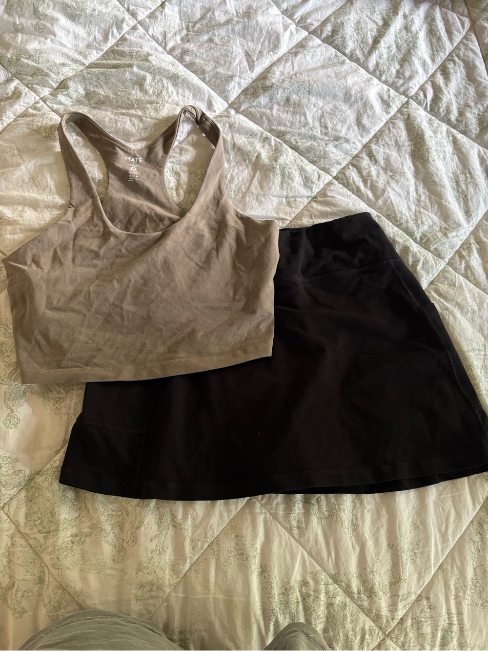 MATE the Label Black Mini Skort with Taupe Overlay